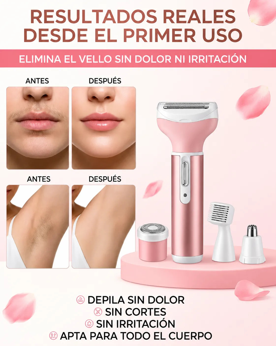Maquina depiladora recargable 4 en 1 | Piel Lisa Sin Irritación