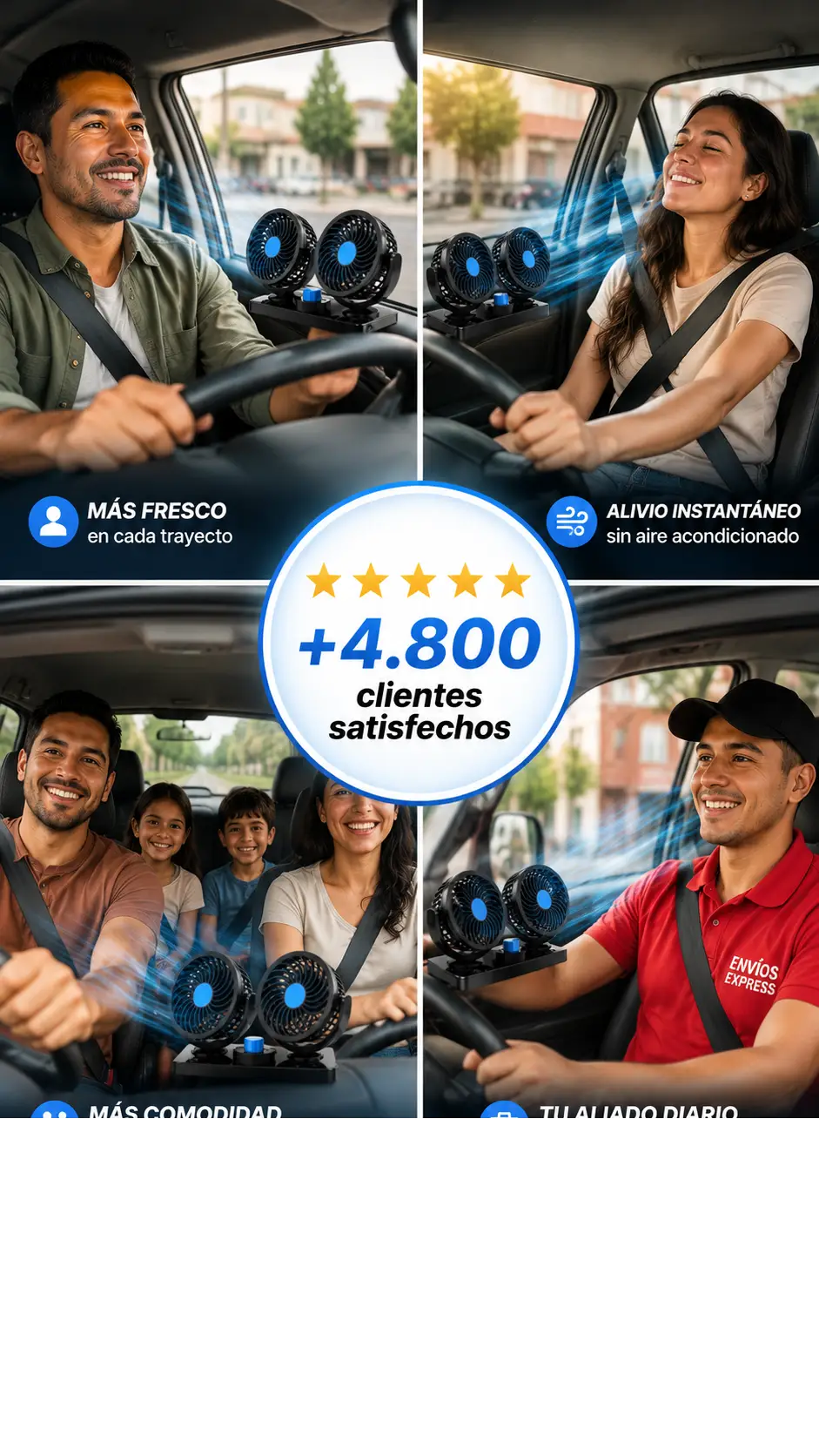 Ventilador doble para Auto - Incluye cable y Envío Gratis🎁