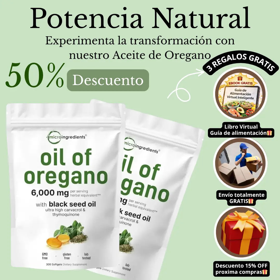 Aceite de Orégano POTENCIADO con Semilla Negra + 3 Regalos🎁