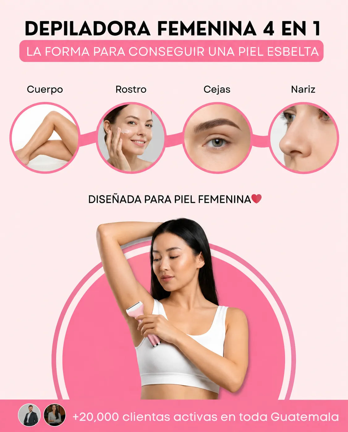 Maquina depiladora recargable 4 en 1 | Piel Lisa Sin Irritación