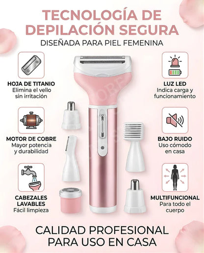 Maquina depiladora recargable 4 en 1 | Piel Lisa Sin Irritación