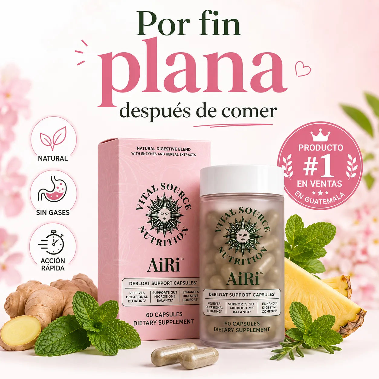 AiRi Debloat™ | Enzimas + Probióticos para una Digestión Ligera y Sin Inflamación