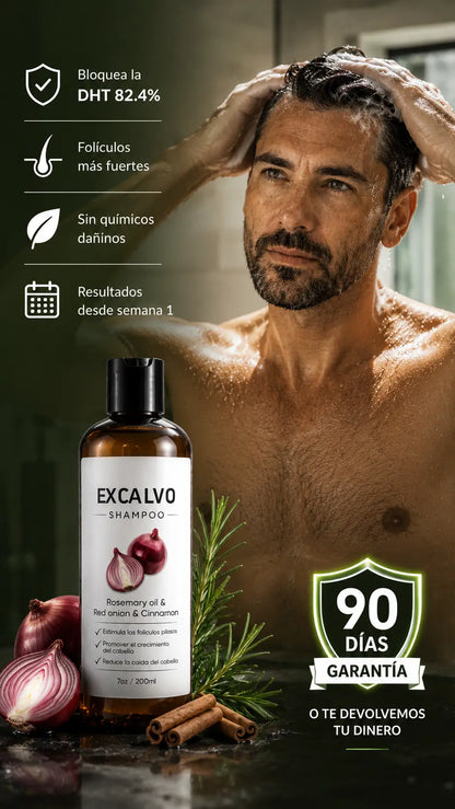SHAMPOO EXCALVO - Recupera tu cabello en 90 dias o te devolvemos cada peso