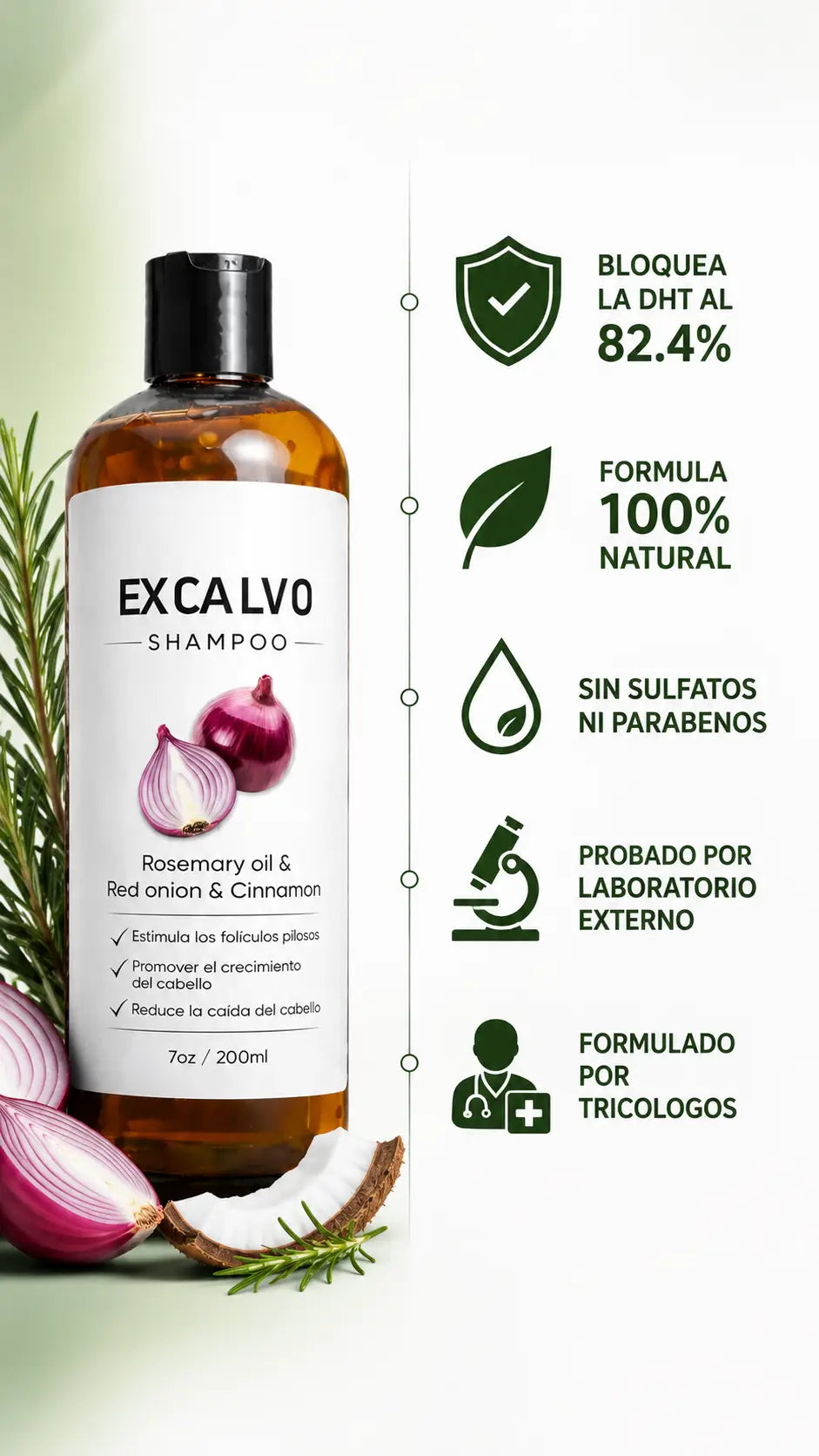 SHAMPOO EXCALVO - Recupera tu cabello en 90 dias o te devolvemos cada peso