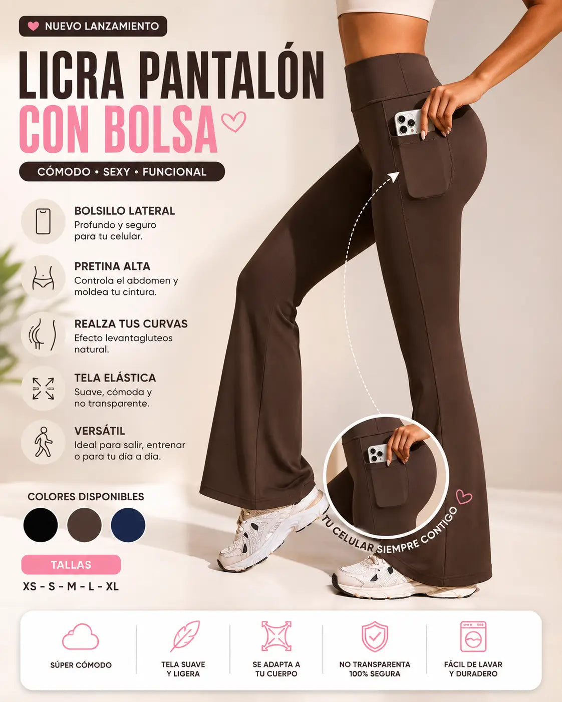 Licra Pantalon Con Bolsa D Cel Comodo