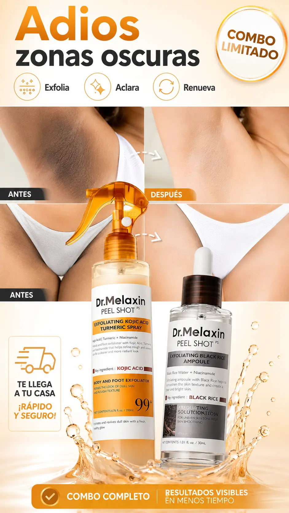 COMBO DR. MELAXIN - Peel shot y Exfoliante de arroz + mascarilla de Regalo🎁