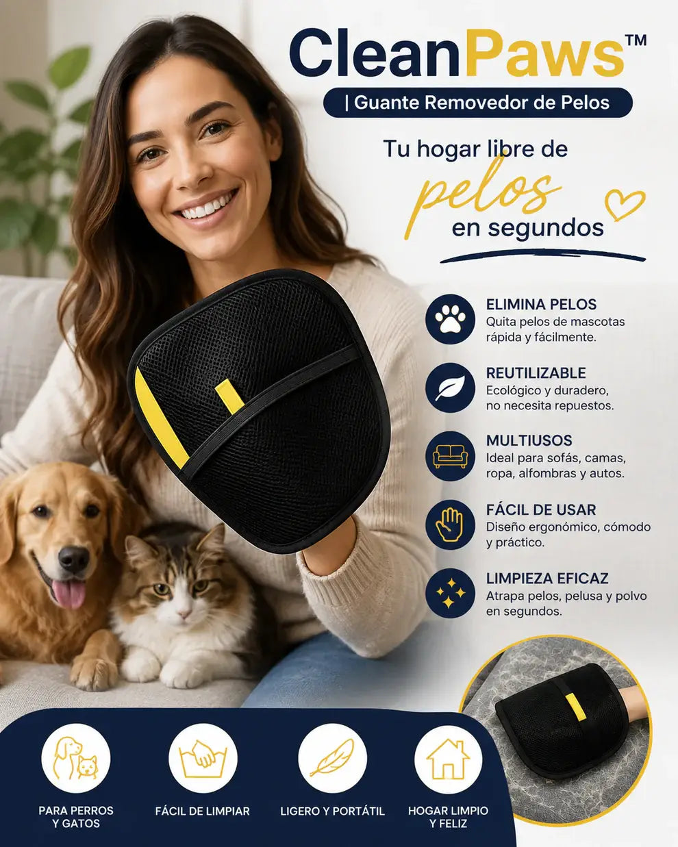 CleanPaws™ Guante Removedor de Pelos | Mantén tus espacios impecables ✨